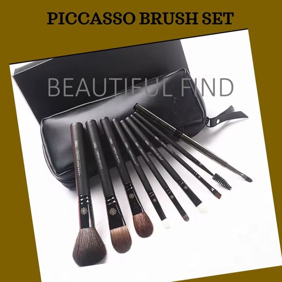 Piccasso Makeup Brush 9 PC. Travel Set with Case. NIB - Picture 1 of 9